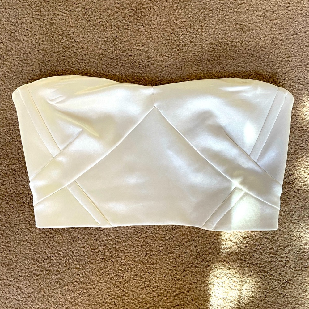 Satin White Bandeau Top